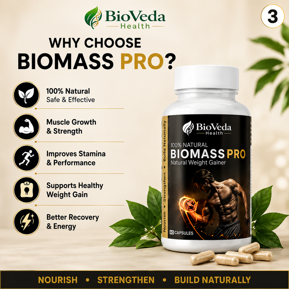 Biomass Pro – Natural Weight Gainer Capsules for Muscle Mass, Strength & Healthy Weight Gain