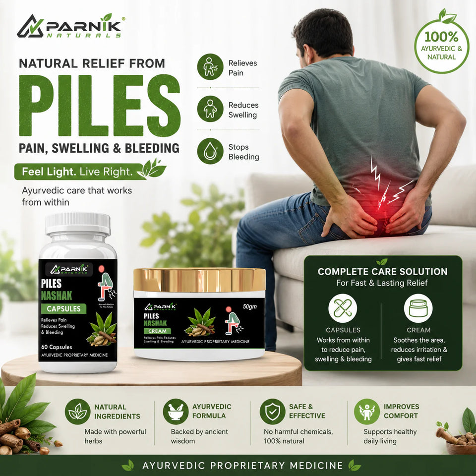 Parnik Naturals Piles Nashak Combo Pack – Ayurvedic Capsules (60 Capsules) + Piles Nashak Cream (50gm) | Herbal Support for Piles, Anal Discomfort & Daily Comfort