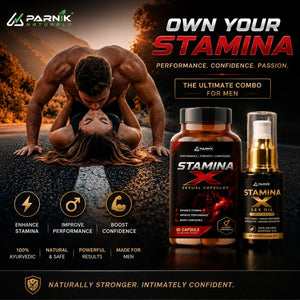 Parnik Naturals Stamina X Wellness Combo for Men – Ayurvedic Capsules & Massage Oil for Energy, Confidence & Vitality Support